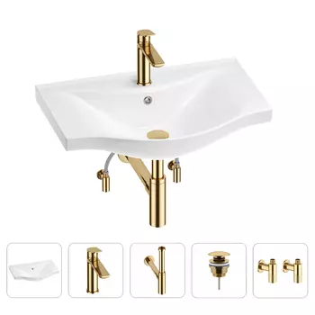 Раковина для ванной Wellsee Bisou 201005258 в наборе 5 в 1