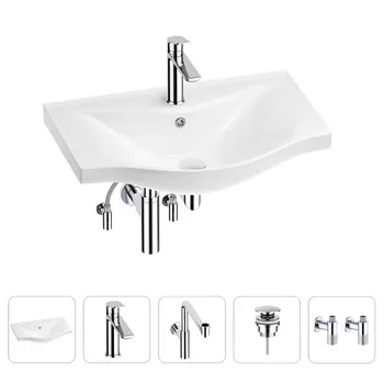 Раковина для ванной Wellsee Bisou 201005266 в наборе 5 в 1