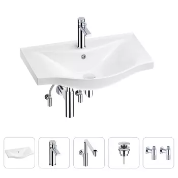 Раковина для ванной Wellsee Bisou 201005271 в наборе 5 в 1