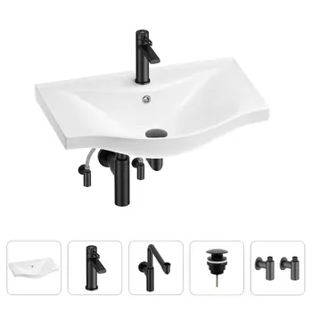 Раковина для ванной Wellsee Bisou 201005272 в наборе 5 в 1