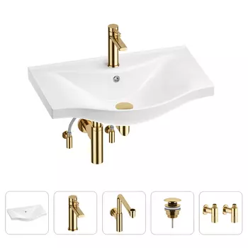 Раковина для ванной Wellsee Bisou 201005273 в наборе 5 в 1