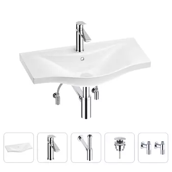 Раковина для ванной Wellsee Bisou 201005276 в наборе 5 в 1