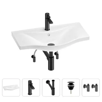 Раковина для ванной Wellsee Bisou 201005282 в наборе 5 в 1