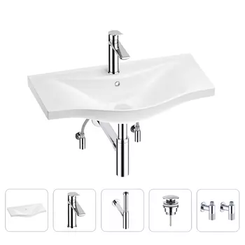 Раковина для ванной Wellsee Bisou 201005306 в наборе 5 в 1