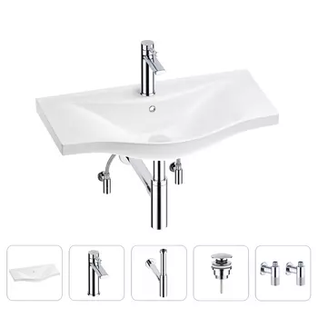 Раковина для ванной Wellsee Bisou 201005311 в наборе 5 в 1