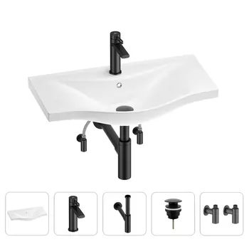 Раковина для ванной Wellsee Bisou 201005312 в наборе 5 в 1