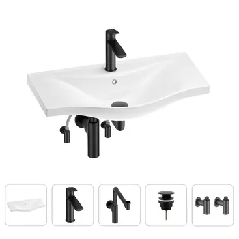 Раковина для ванной Wellsee Bisou 201005317 в наборе 5 в 1