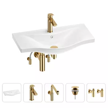 Раковина для ванной Wellsee Bisou 201005318 в наборе 5 в 1