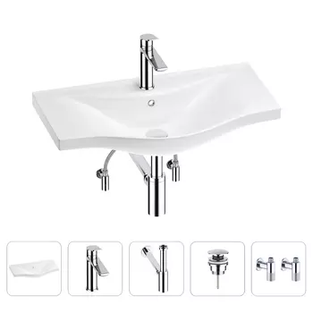 Раковина для ванной Wellsee Bisou 201005326 в наборе 5 в 1