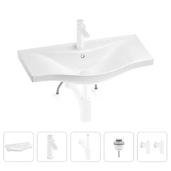 Раковина для ванной Wellsee Bisou 201005345 в наборе 5 в 1