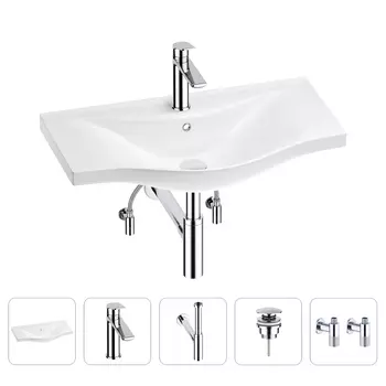 Раковина для ванной Wellsee Bisou 201005356 в наборе 5 в 1