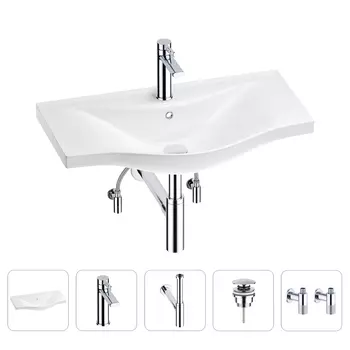 Раковина для ванной Wellsee Bisou 201005361 в наборе 5 в 1