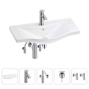 Раковина для ванной Wellsee Bisou 201005366 в наборе 5 в 1