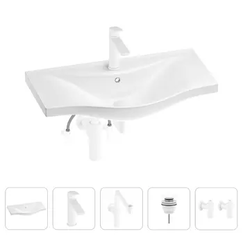 Раковина для ванной Wellsee Bisou 201005370 в наборе 5 в 1