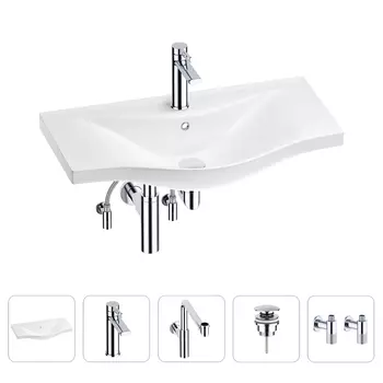 Раковина для ванной Wellsee Bisou 201005371 в наборе 5 в 1