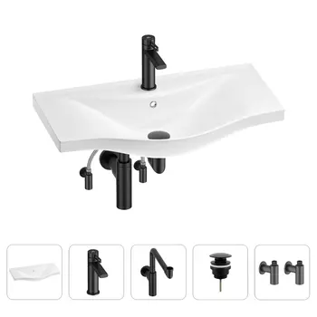 Раковина для ванной Wellsee Bisou 201005372 в наборе 5 в 1