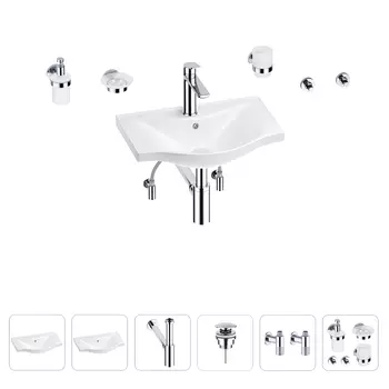 Раковина для ванной Wellsee Bisou 201007101 в наборе 9 в 1