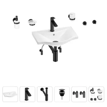 Раковина для ванной Wellsee Bisou 201007102 в наборе 9 в 1