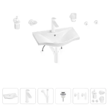 Раковина для ванной Wellsee Bisou 201007105 в наборе 9 в 1
