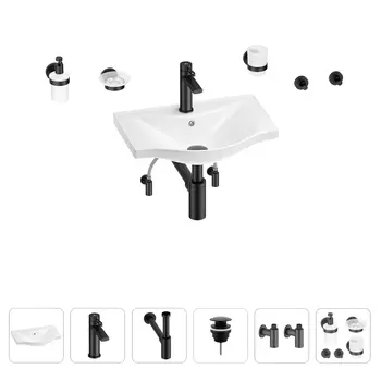 Раковина для ванной Wellsee Bisou 201007107 в наборе 9 в 1