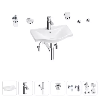 Раковина для ванной Wellsee Bisou 201007131 в наборе 9 в 1