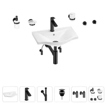 Раковина для ванной Wellsee Bisou 201007132 в наборе 9 в 1