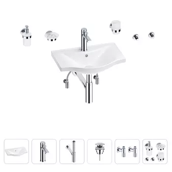 Раковина для ванной Wellsee Bisou 201007136 в наборе 9 в 1