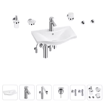 Раковина для ванной Wellsee Bisou 201007141 в наборе 9 в 1