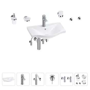 Раковина для ванной Wellsee Bisou 201007146 в наборе 9 в 1