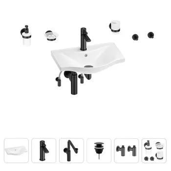 Раковина для ванной Wellsee Bisou 201007147 в наборе 9 в 1