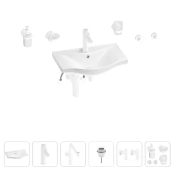 Раковина для ванной Wellsee Bisou 201007150 в наборе 9 в 1