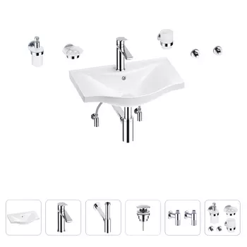 Раковина для ванной Wellsee Bisou 201007151 в наборе 9 в 1