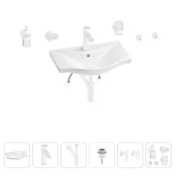 Раковина для ванной Wellsee Bisou 201007155 в наборе 9 в 1