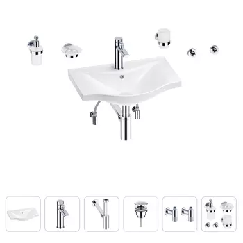 Раковина для ванной Wellsee Bisou 201007156 в наборе 9 в 1