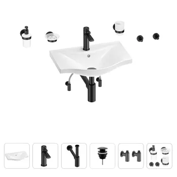 Раковина для ванной Wellsee Bisou 201007157 в наборе 9 в 1