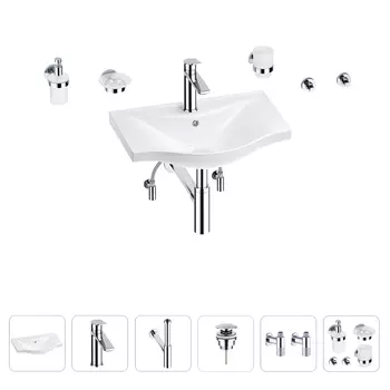 Раковина для ванной Wellsee Bisou 201007181 в наборе 9 в 1