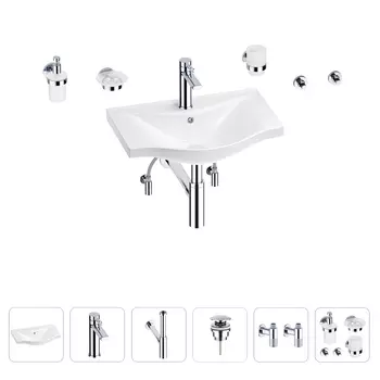 Раковина для ванной Wellsee Bisou 201007186 в наборе 9 в 1