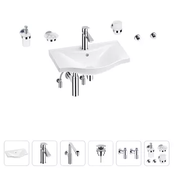 Раковина для ванной Wellsee Bisou 201007191 в наборе 9 в 1