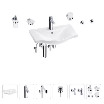 Раковина для ванной Wellsee Bisou 201007196 в наборе 9 в 1