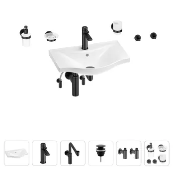 Раковина для ванной Wellsee Bisou 201007197 в наборе 9 в 1