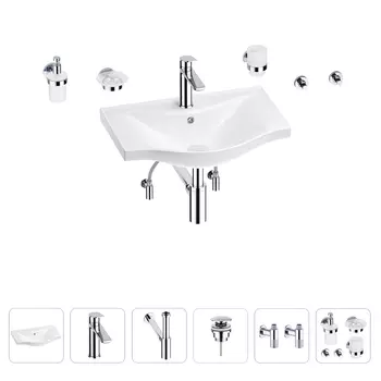 Раковина для ванной Wellsee Bisou 201007201 в наборе 9 в 1