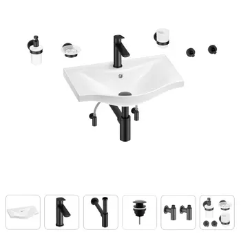 Раковина для ванной Wellsee Bisou 201007202 в наборе 9 в 1