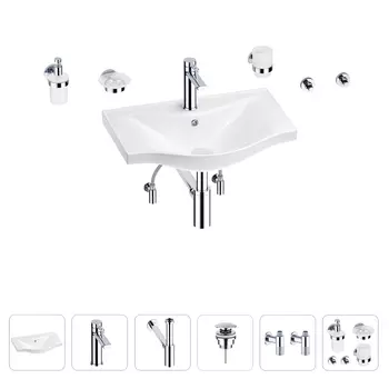 Раковина для ванной Wellsee Bisou 201007206 в наборе 9 в 1