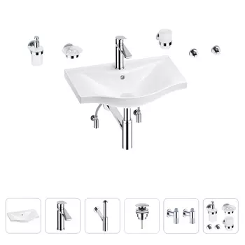 Раковина для ванной Wellsee Bisou 201007231 в наборе 9 в 1