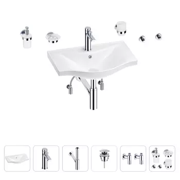 Раковина для ванной Wellsee Bisou 201007236 в наборе 9 в 1