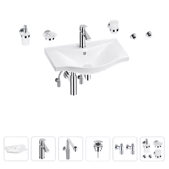 Раковина для ванной Wellsee Bisou 201007241 в наборе 9 в 1