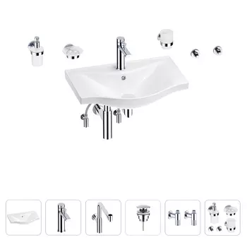 Раковина для ванной Wellsee Bisou 201007246 в наборе 9 в 1