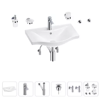 Раковина для ванной Wellsee Bisou 201007256 в наборе 9 в 1