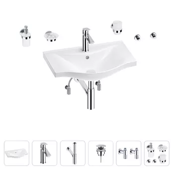 Раковина для ванной Wellsee Bisou 201007281 в наборе 9 в 1