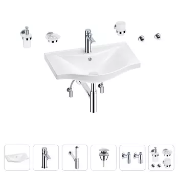 Раковина для ванной Wellsee Bisou 201007286 в наборе 9 в 1